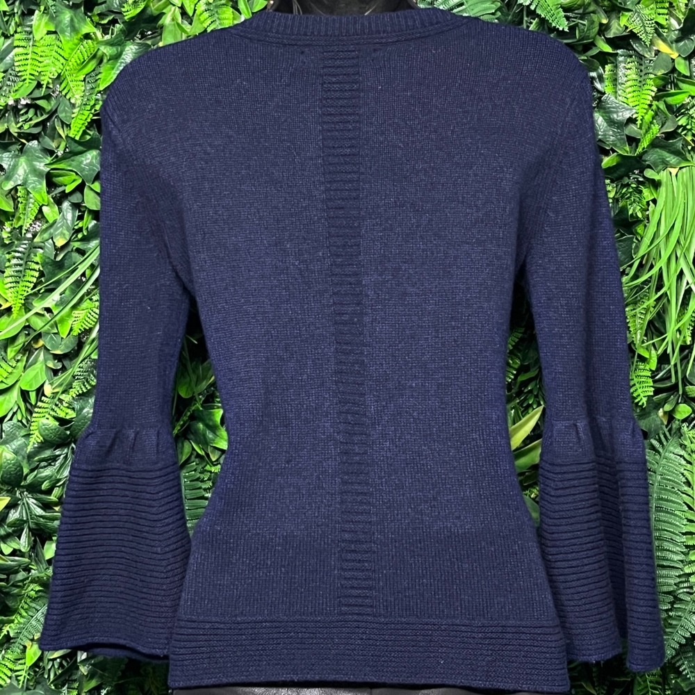 Banana‎ Republic Sweater XS Blue Merino Cashmere Bell Sleeve Italian Yarn 4003 - Picture 7 of 8